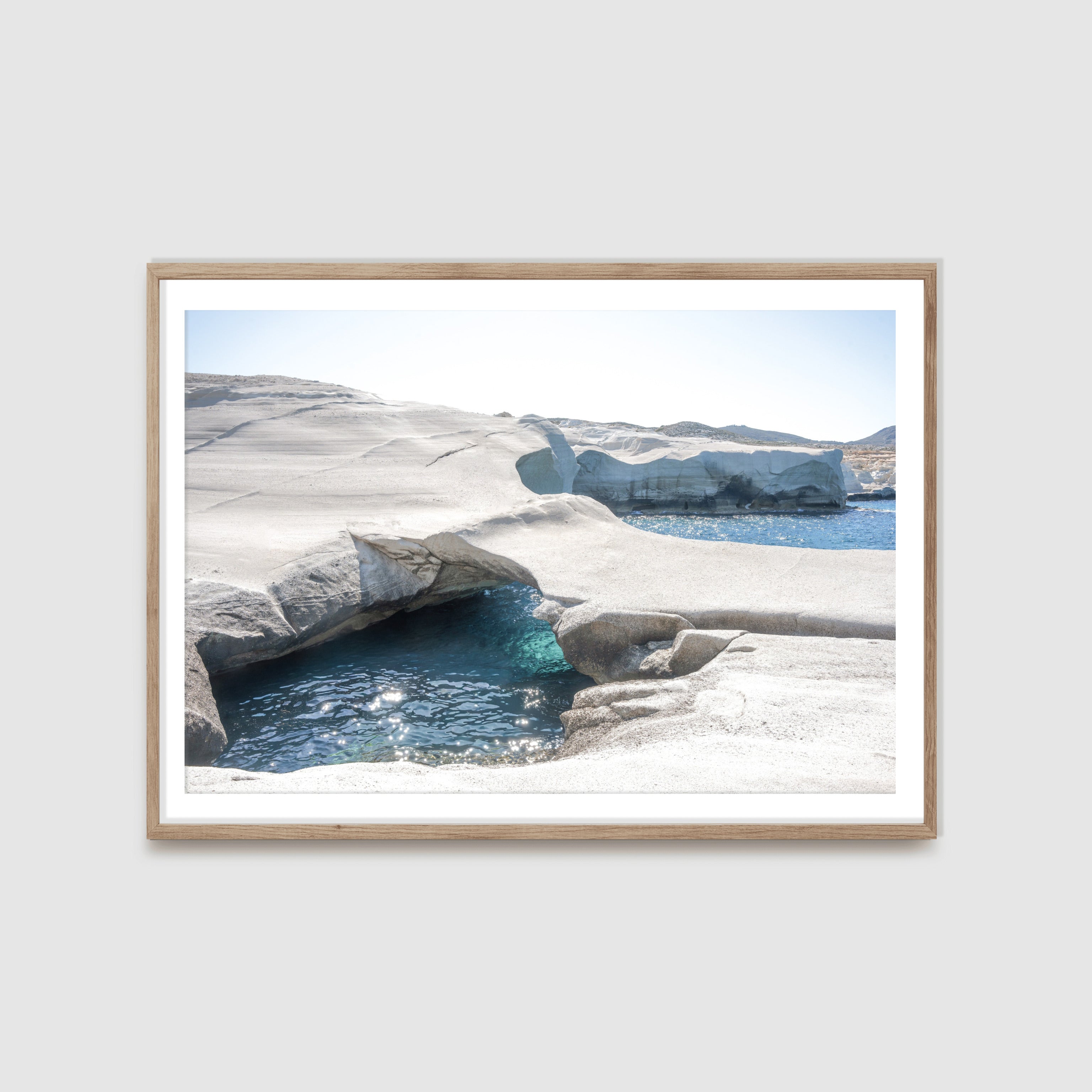Framed photograph of famous Milos Beach Sarakiniko by Travel Photographer