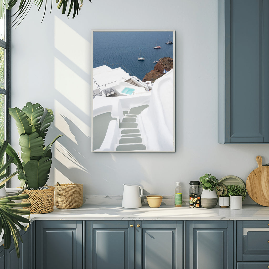 Beach house decor with framed travel photography wall art